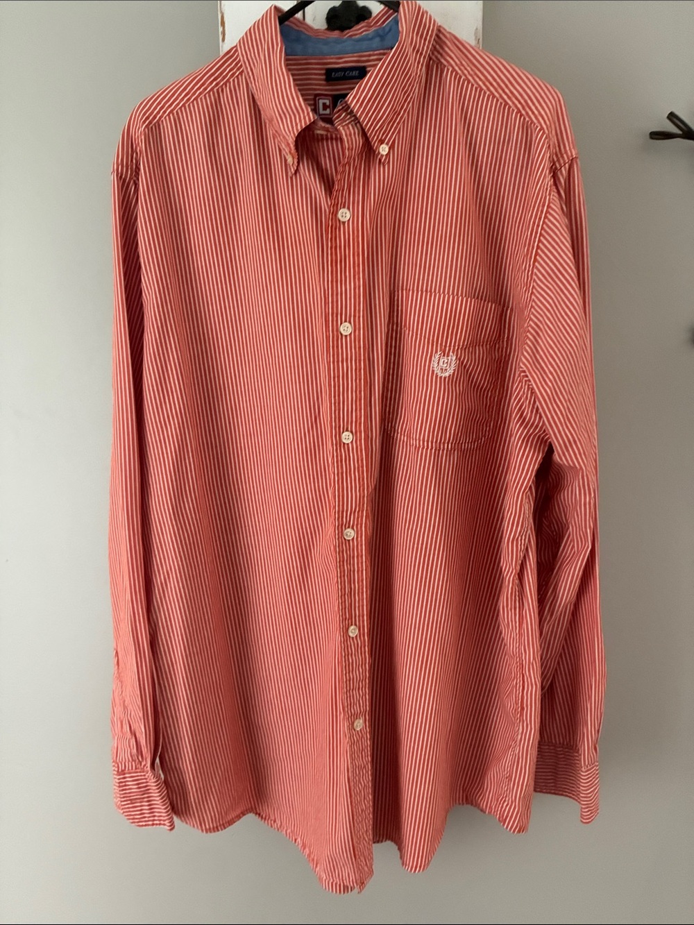 Men’s Chaps tall fit button down orange and white striped shirt